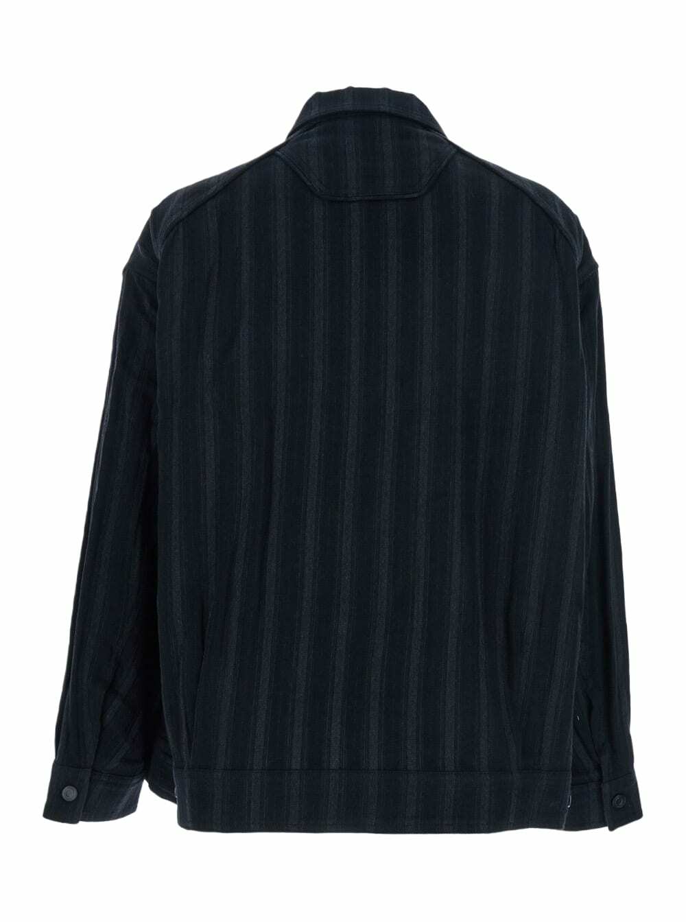 Juun.J Black Jacket With Classic Collar And All-over Stirped Motif In Wool And Cotton Blend Man