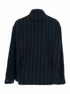 Juun.J Black Jacket With Classic Collar And All-over Stirped Motif In Wool And Cotton Blend Man