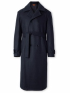 Barena - Double-Breasted Belted Melton Wool-Blend Coat - Blue