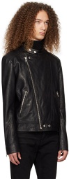 Balmain Black Zip Leather Jacket