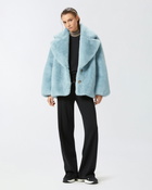 Pinko Short Faux Fur Pea Coat Midnight Blue