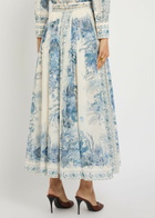 Zimmermann Wanderlust Printed Cotton Maxi Skirt Blue