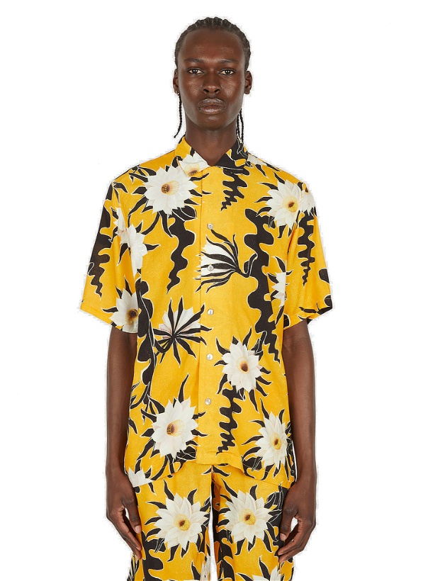 Photo: Floral Motif Short Sleeve Shirt in Yellow