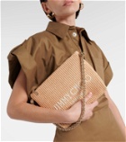 Jimmy Choo Callie logo raffia shoulder bag