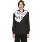 Neil Barrett Black and White Modernist Thunderbolt Shirt