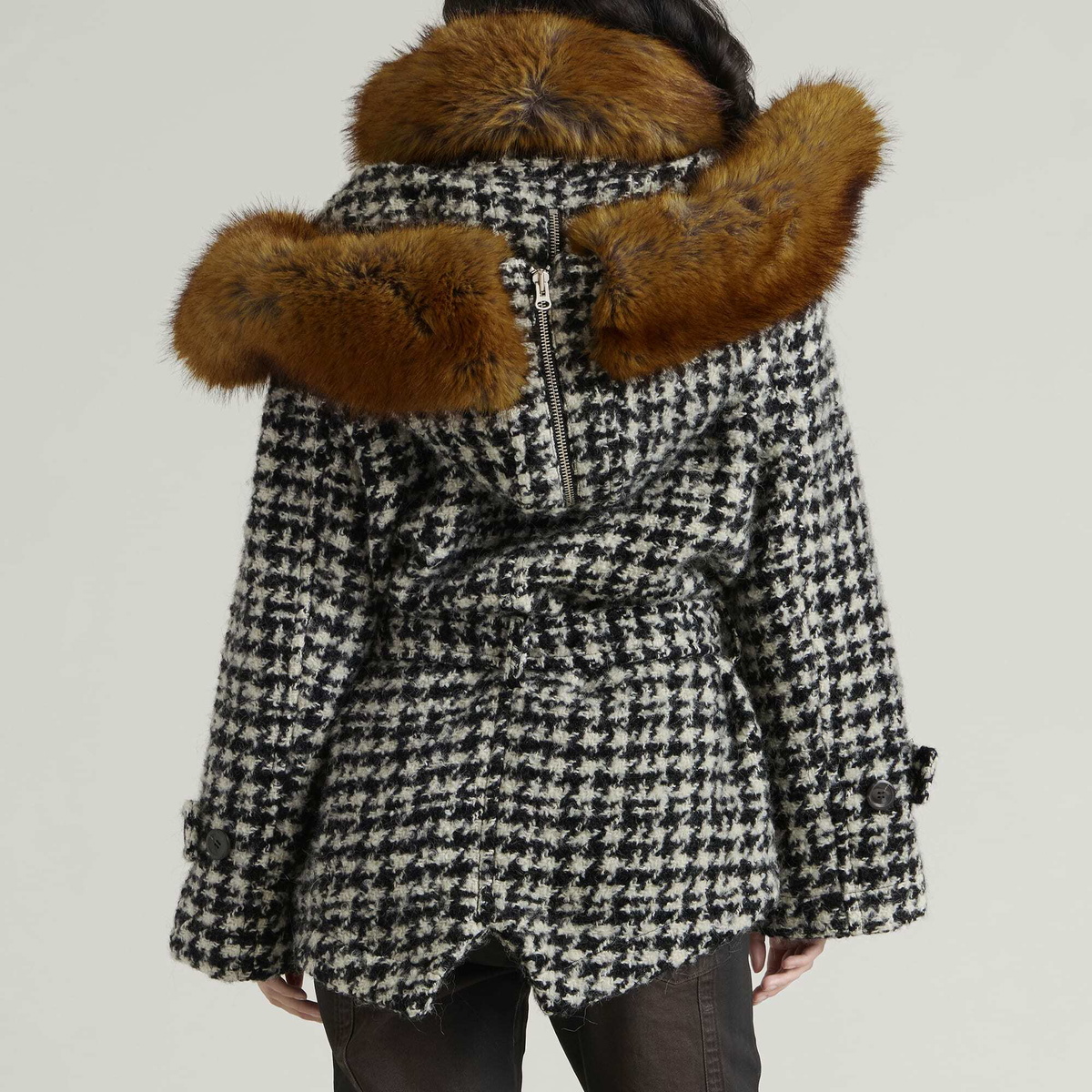 KNWLS Women's BABY Parka Jacket in Houndstooth