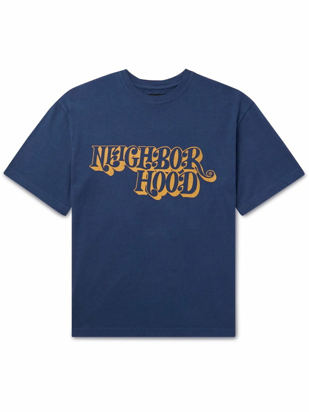 Photo: Neighborhood - Slim-Fit Logo-Print Cotton-Jersey T-Shirt - Blue