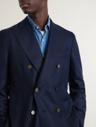 Boglioli - Double-Breasted Virgin Wool-Hopsack Blazer - Blue
