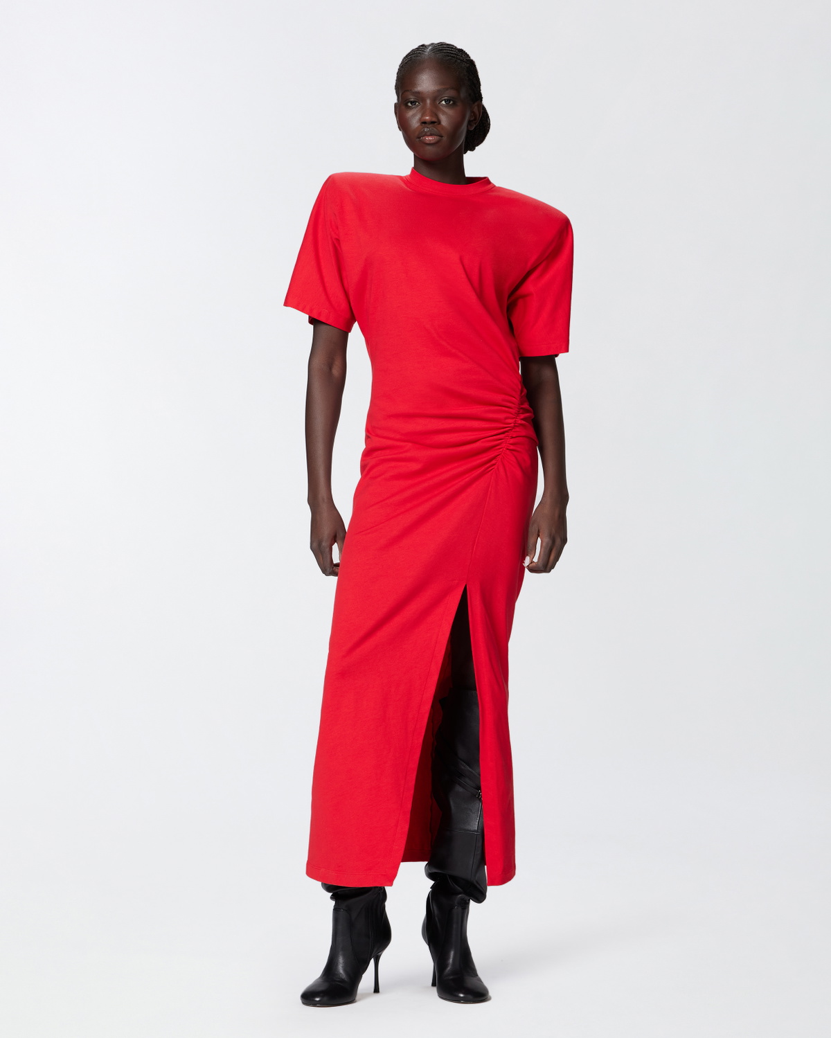 Pinko Long T Shirt Dress With Padded Shoulders Salsa Red