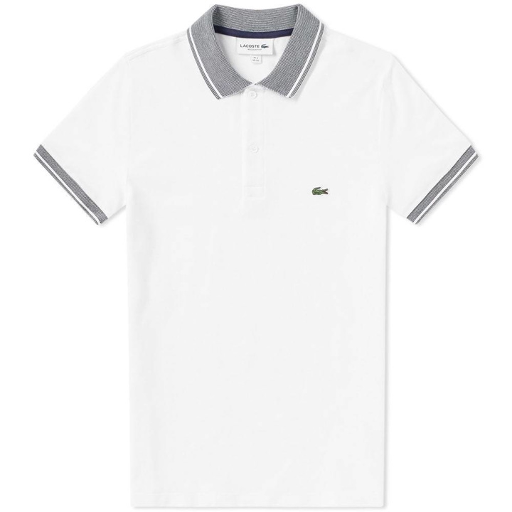 Photo: Lacoste Contrast Tipped Polo White