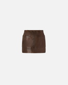 Pinko Leather Mini Skirt With Pockets Brown Sassicaia