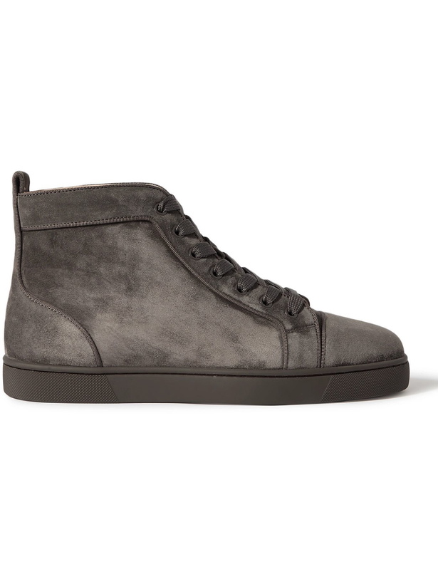 Photo: CHRISTIAN LOUBOUTIN - Louis Suede High-Top Sneakers - Gray