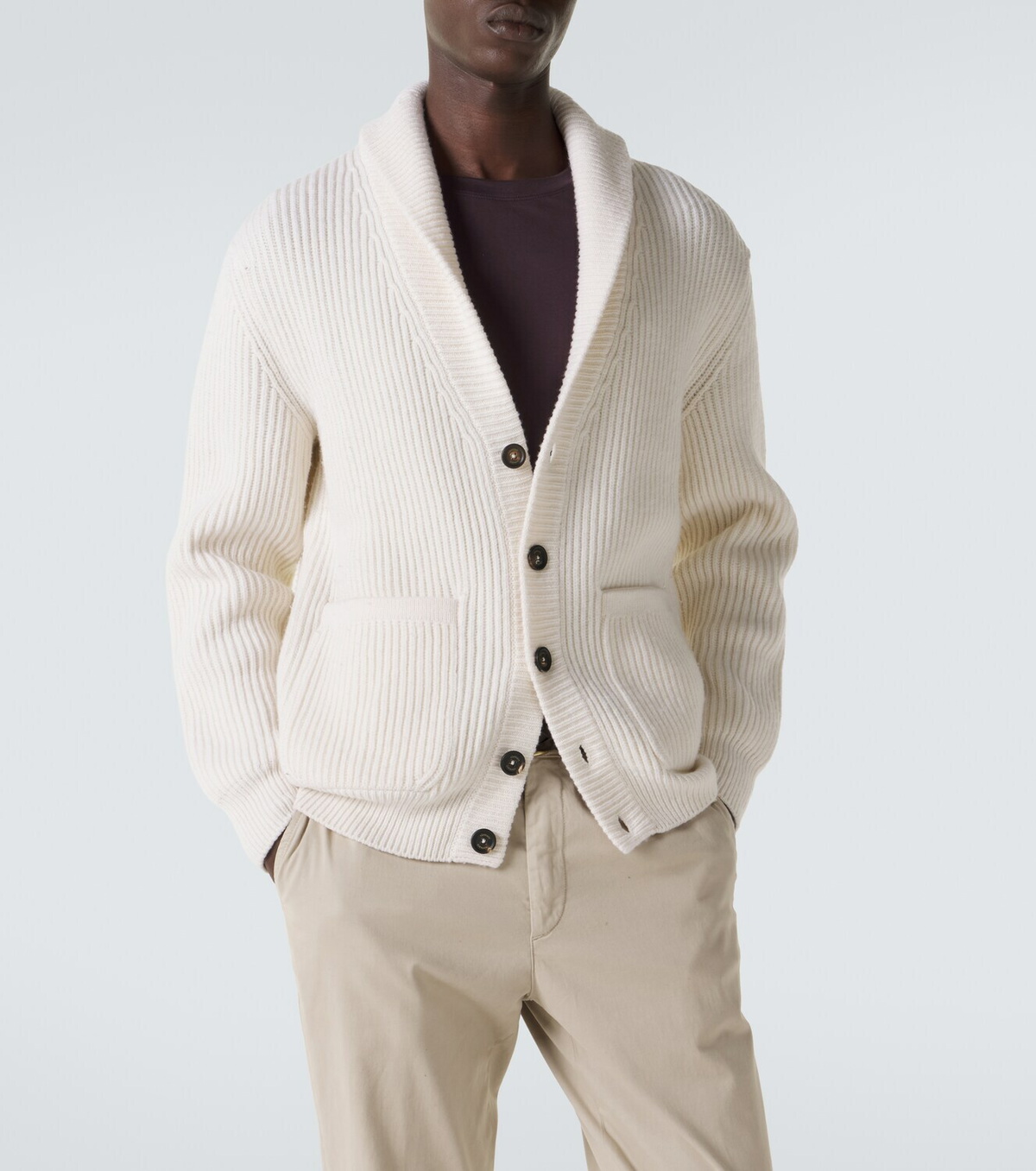Eleventy Ribbed-knit wool cardigan