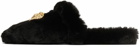 Versace Black Faux-Fur Palazzo Slippers