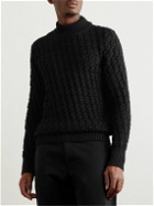 S.N.S Herning - Stark Slim-Fit Cable-Knit Merino Wool Sweater - Black