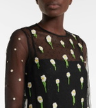 REDValentino Floral point d'espirit tulle midi dress