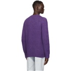 Helmut Lang Purple Brushed Alpaca Crewneck Sweater