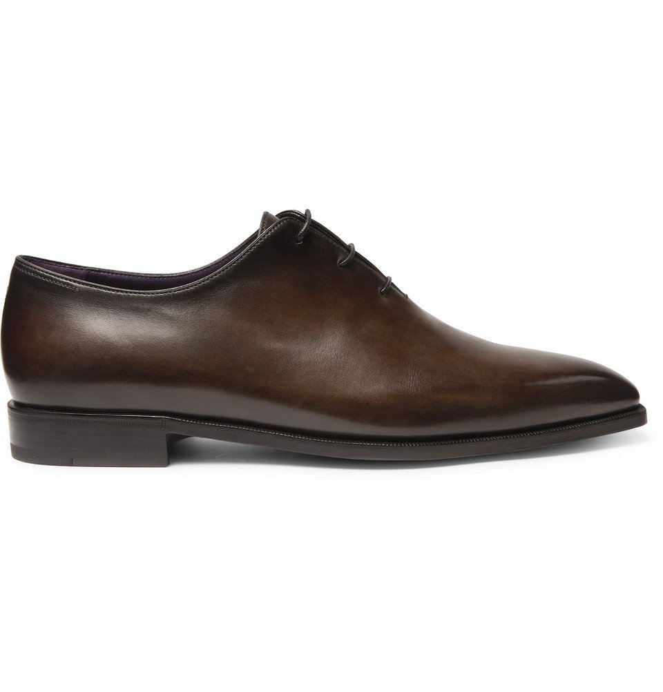 Berluti - Venezia Whole-Cut Leather Oxford Shoes - Dark  display picture 1