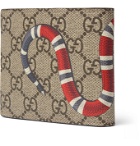 Gucci - Printed Monogrammed Coated-Canvas and Leather Billfold Wallet - Brown