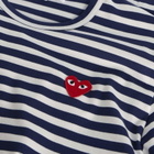 Comme des Garçons Play Stripe Red Heart Emblem Long Sleeve T in Navy White