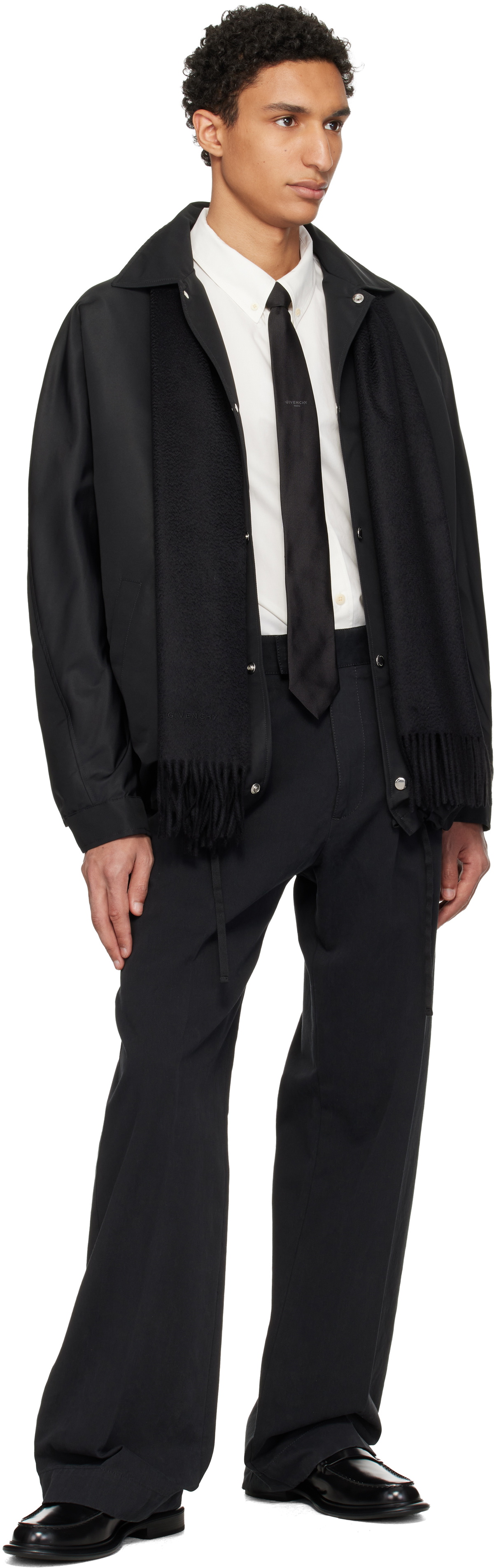 Givenchy Black Embroidered Plain Scarf
