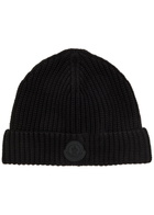 Moncler Logo-appliquéd Ribbed Cotton-knit Beanie - Black - One Size
