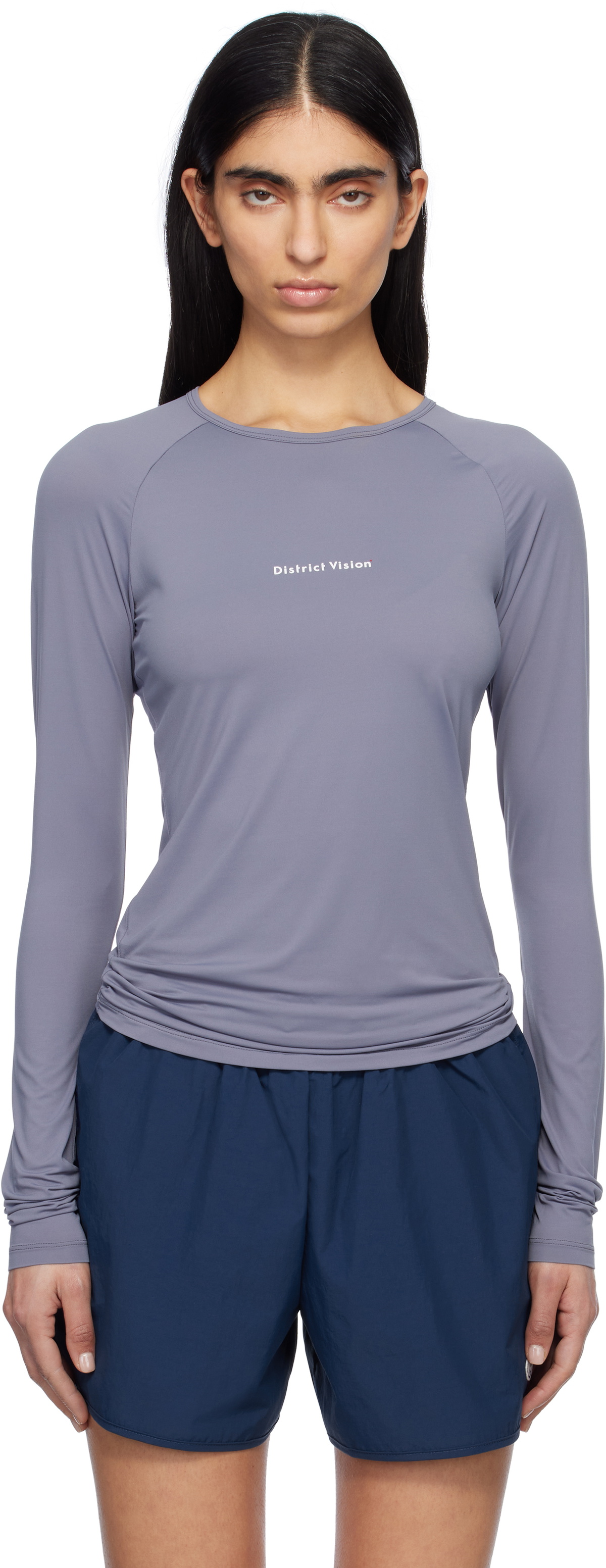 District Vision Gray Aloe Long Sleeve Fitted Sport T-shirt