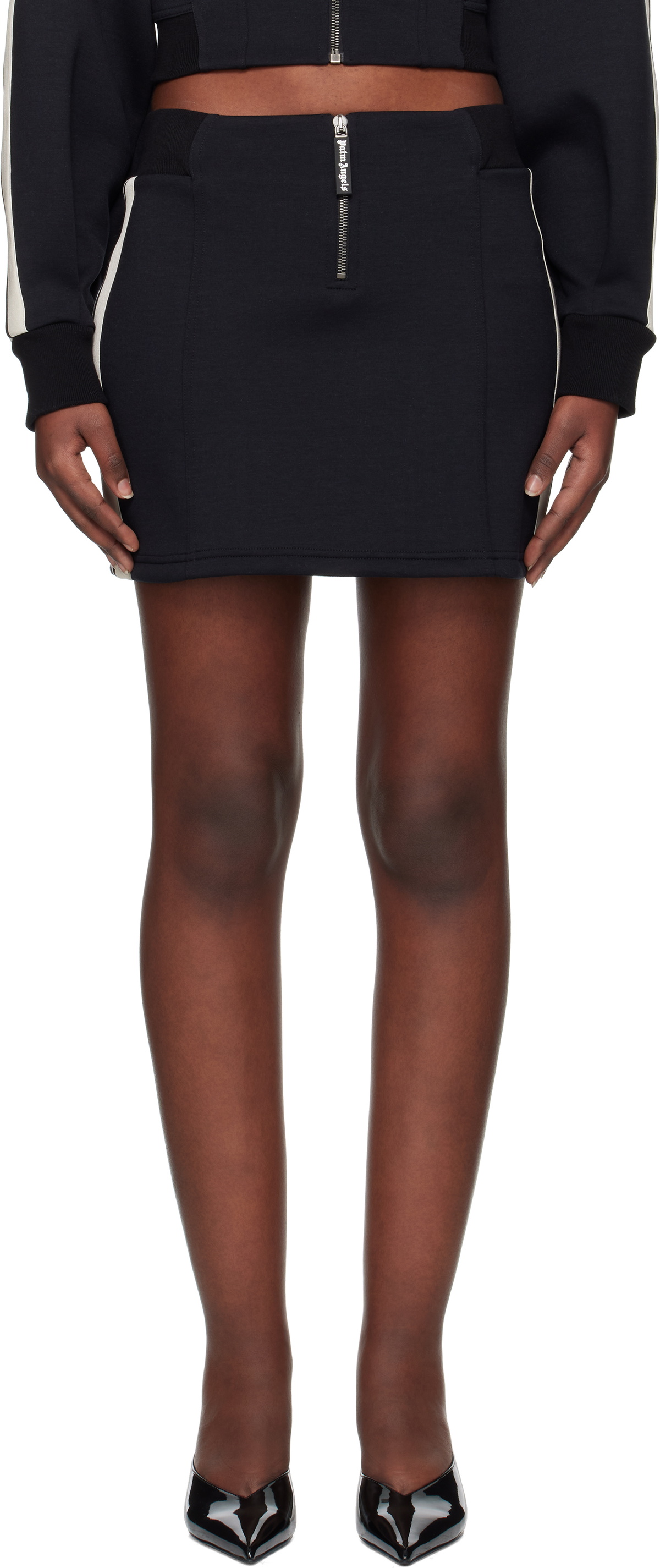 スカート PALM ANGELS MONOGRAM PLEATED SKIRT Palm Angels Black Monogram pleated skirt for Women Online