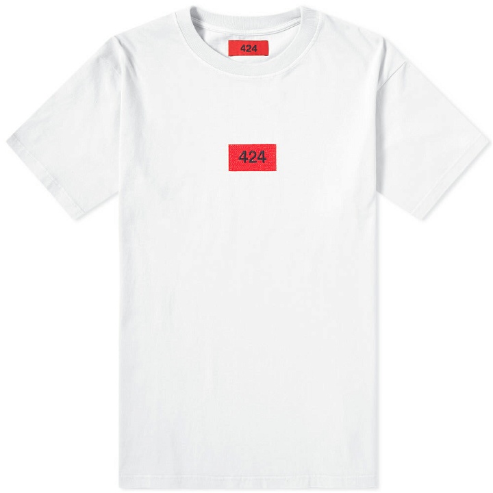 Photo: 424 Men's Box Logo Embroidered Essential T-Shirt in White
