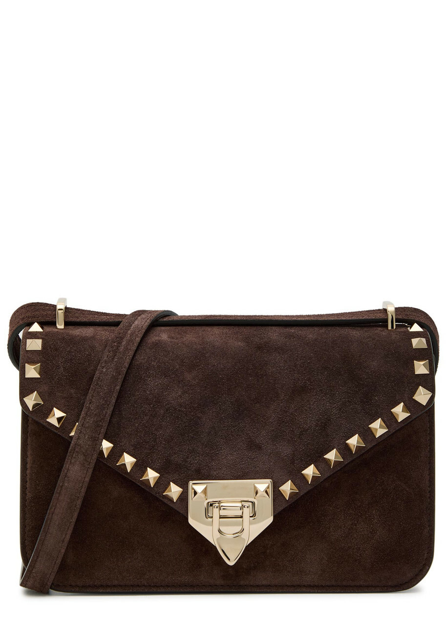 Valentino Rockstud Small Suede Shoulder bag - Brown - One Size