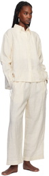 Deiji Studios Off-White Tie Split Pyjama Set
