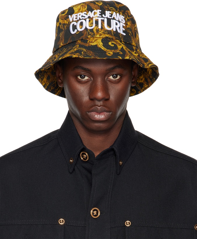 Photo: Versace Jeans Couture Black & Gold Watercolor Couture Bucket Hat
