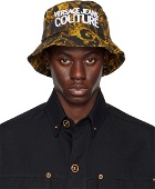 Versace Jeans Couture Black & Gold Watercolor Couture Bucket Hat