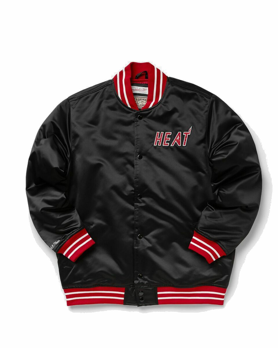 Photo: Mitchell & Ness Nba Heavyweight Satin Jacket Miami Heat Black - Mens - College Jackets/Team Jackets