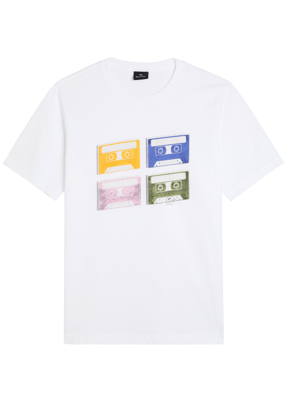 PS Paul Smith Tapes Printed Cotton T-shirt White