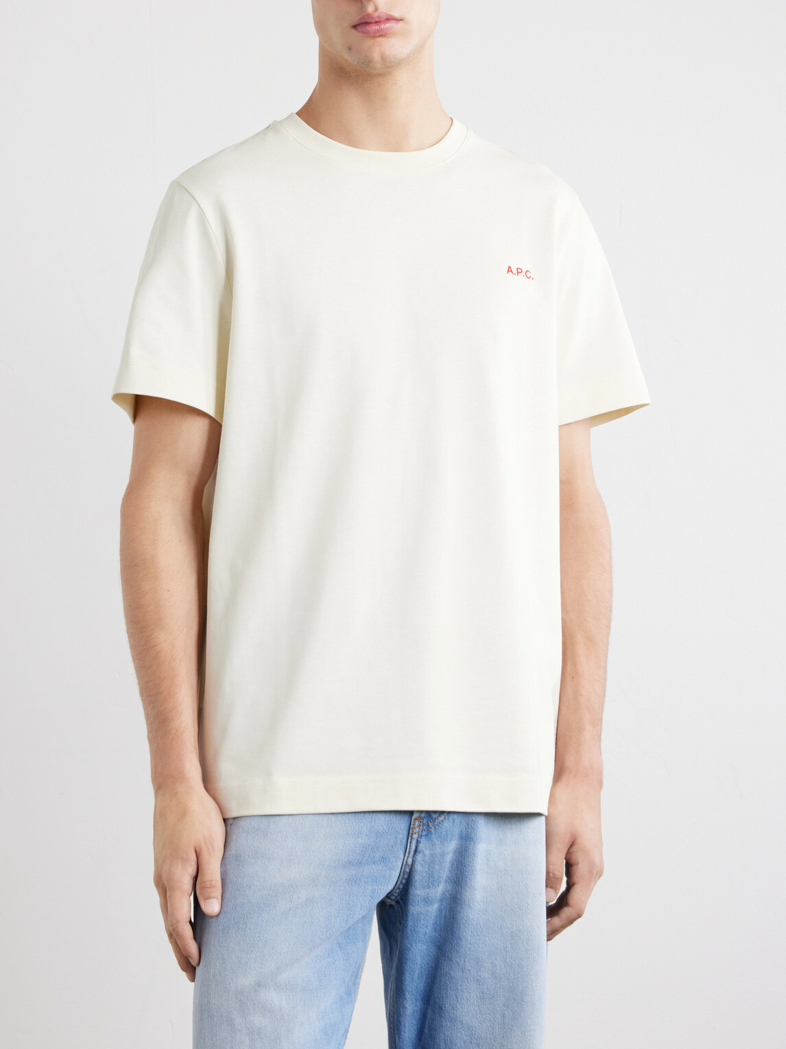 A.P.C. - Oliver Logo-Embroidered Cotton-Jersey T-Shirt - Neutrals