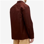 Jil Sander Men's Organic Cotton Zip Overshirt in Chestnut Brown
