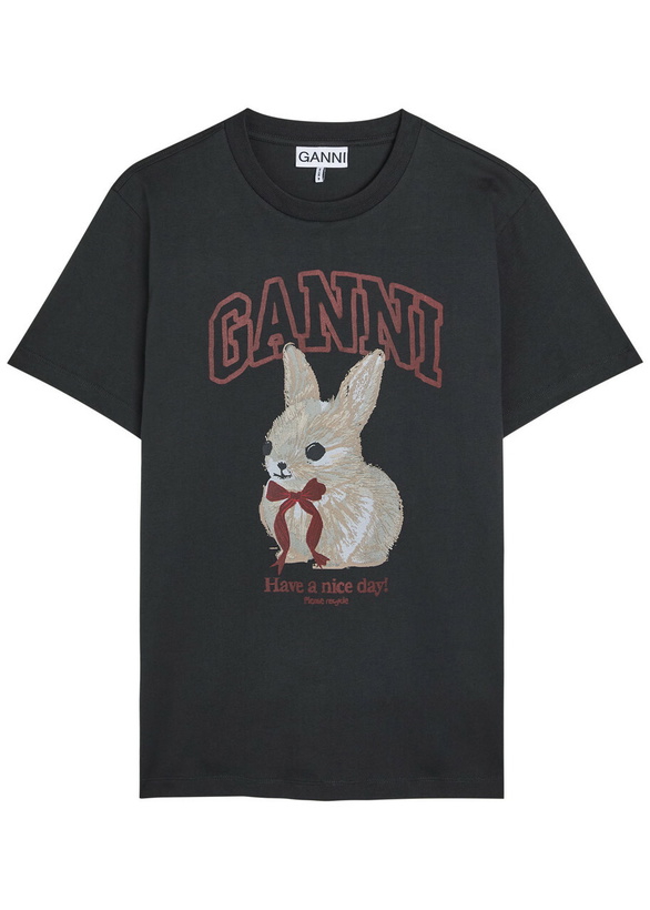 Photo: Ganni Printed Cotton T-shirt Black