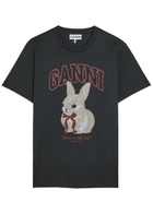 Ganni Printed Cotton T-shirt Black