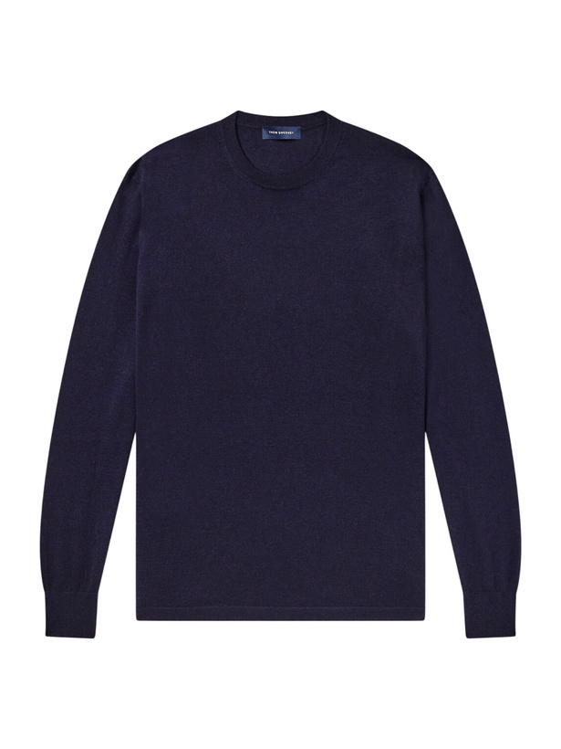 Photo: Thom Sweeney - Cashmere and Silk-Blend Sweater - Blue