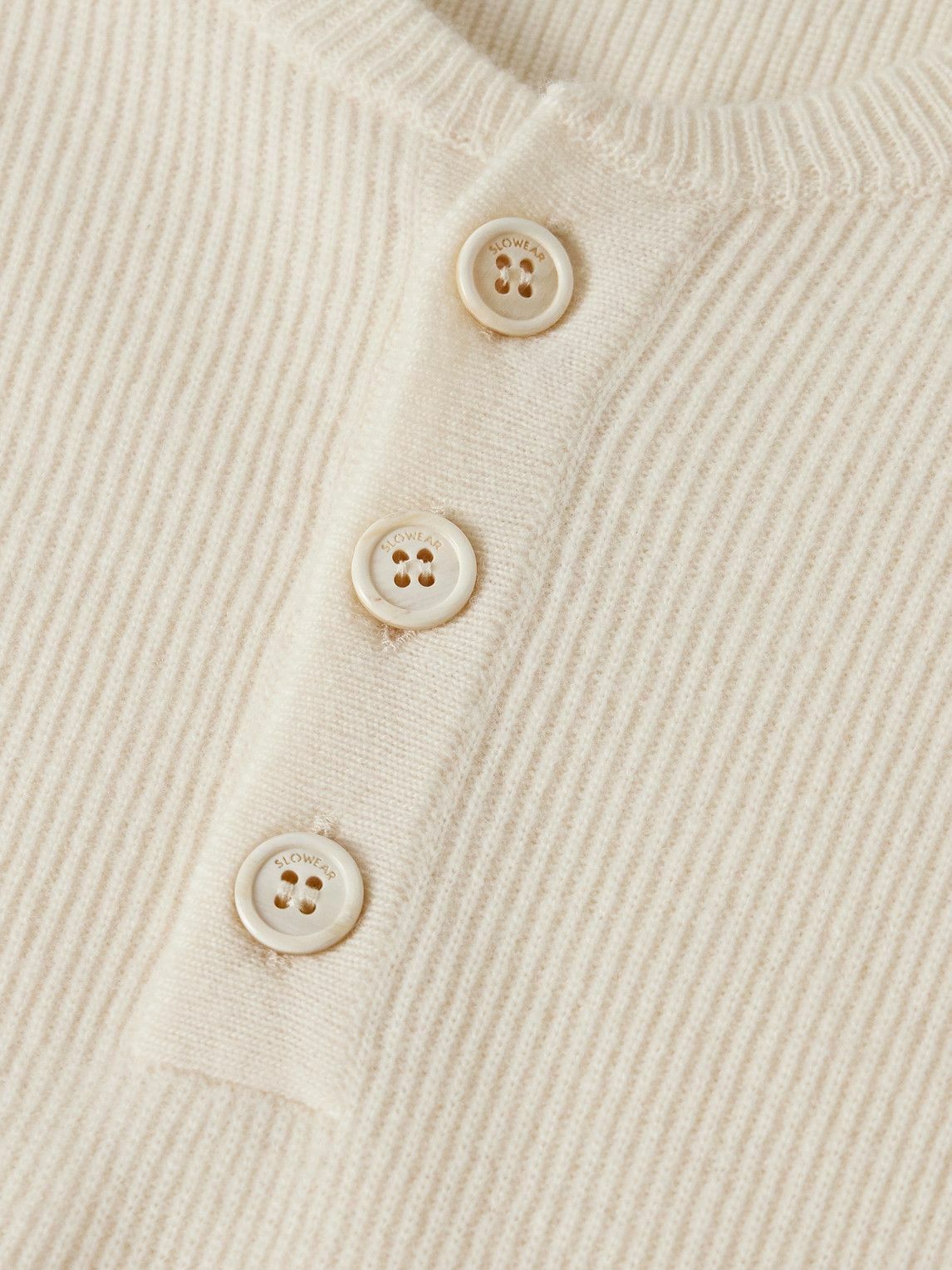 Incotex - Zanone Slim-Fit Ribbed Virgin Wool Henley T-Shirt - White