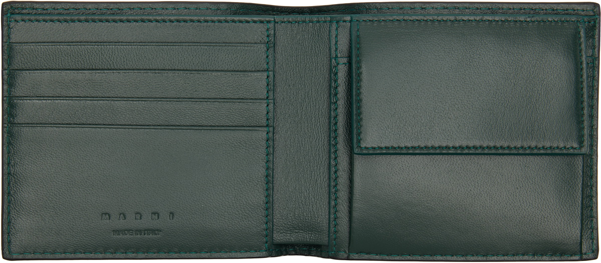 Marni Black Contrast Stitching Leather Bifold Wallet