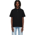 Versace Black Piquet Crystal Embroidered Knitted Collar Polo