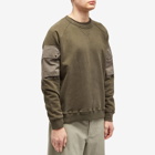 Ten C Men's Pocket Crew Sweat in Olive