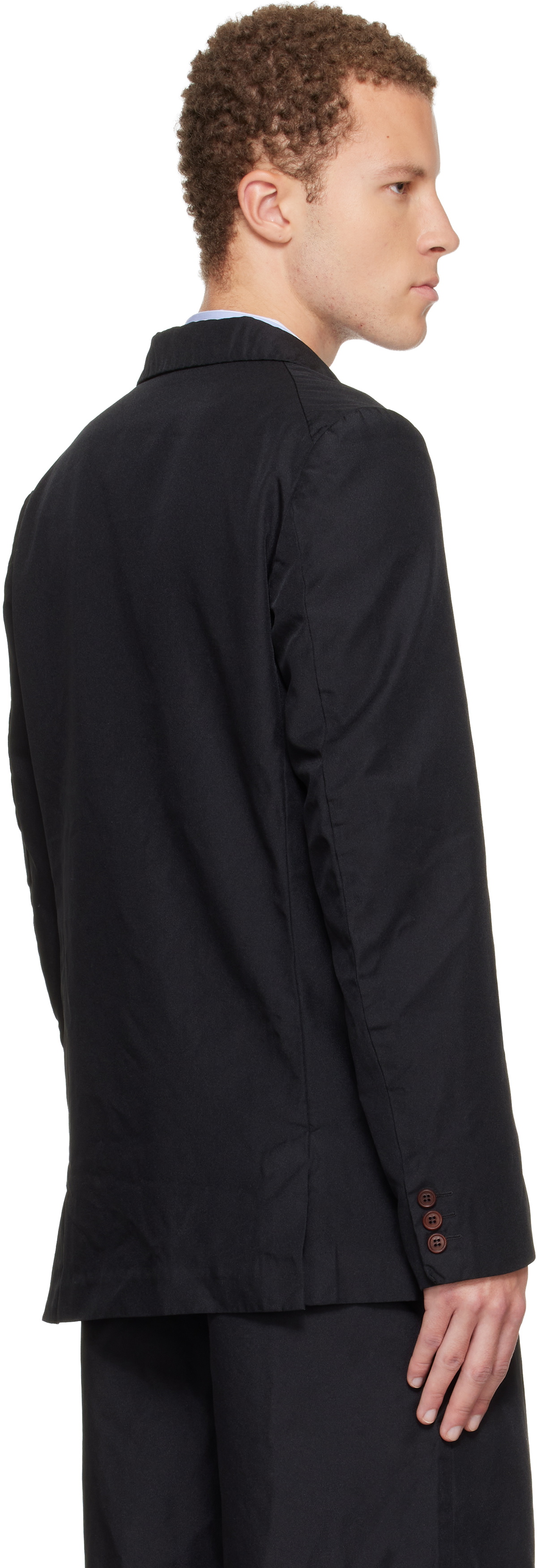 Comme des Garçons Homme Plus Black Polyester Twill Garment Dyed Blazer