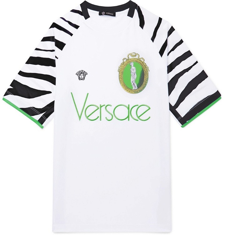 Photo: Versace - Logo-Embroidered Printed Jersey T-Shirt - White
