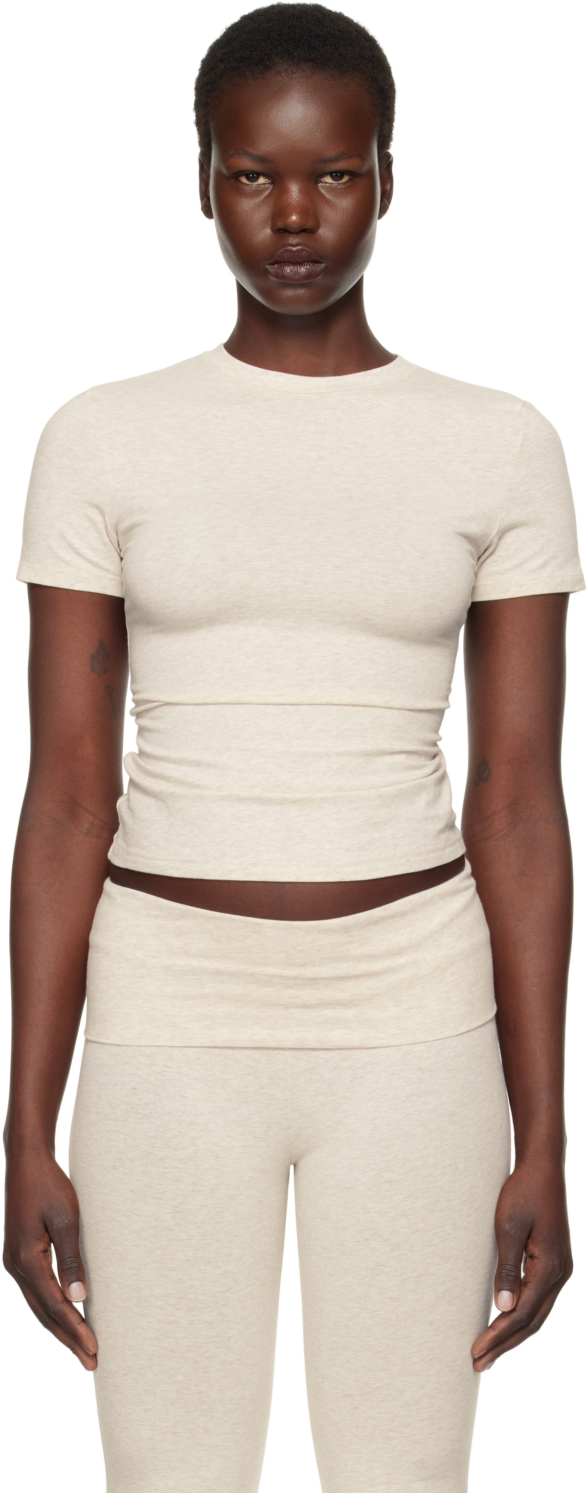 SKIMS Beige Cotton Jersey T-shirt SKIMS