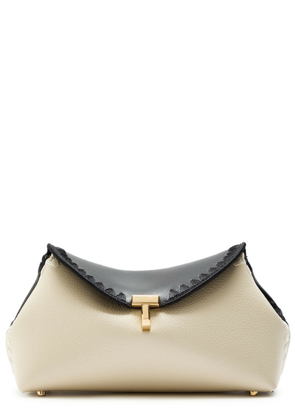 Photo: Toteme T-lock Panelled Mini Leather Clutch - Black - One Size