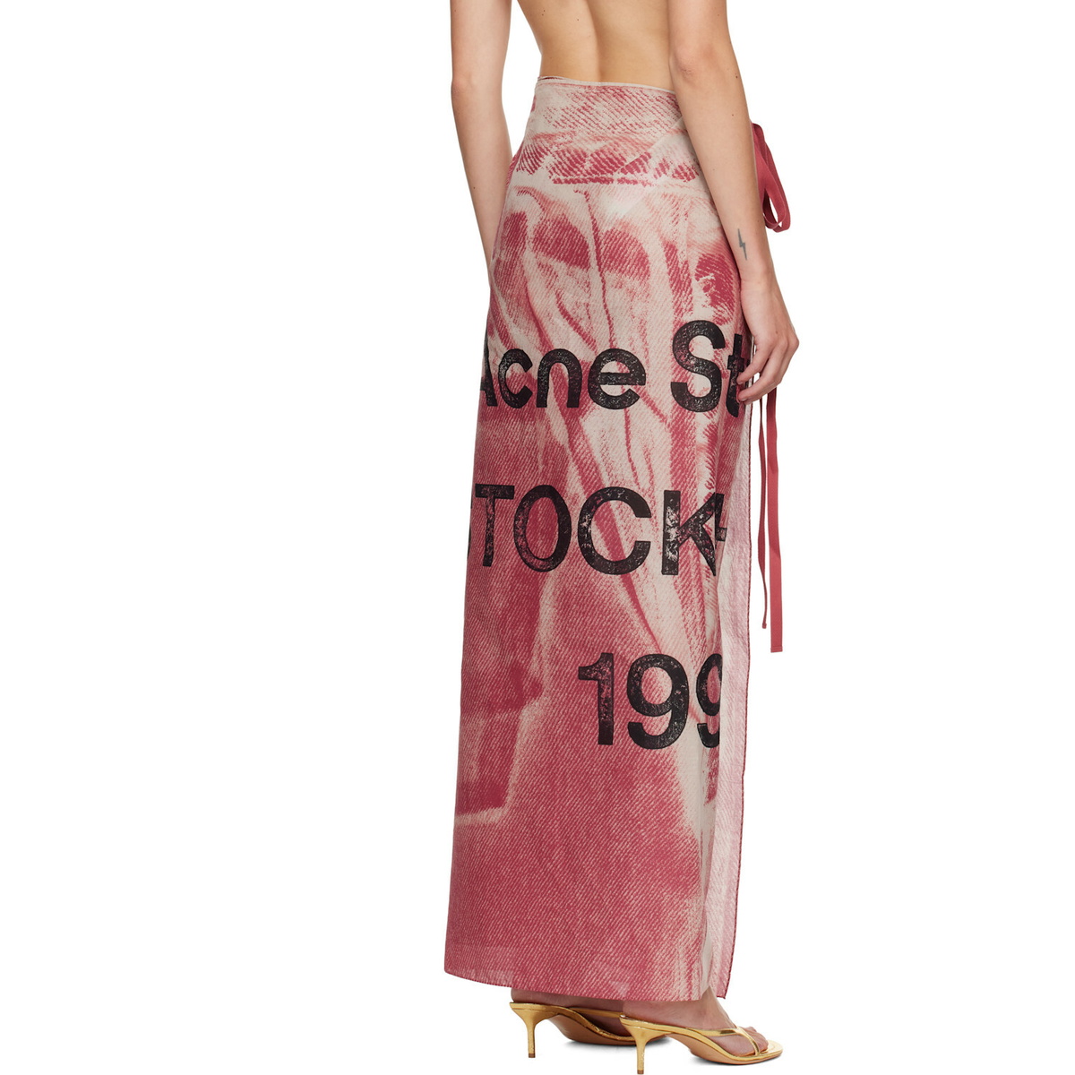 Acne Studios Pink Thin Printed Scarf