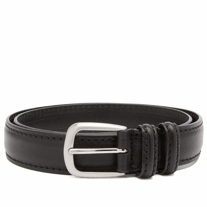 Photo: Anderson's Men's Narrow Stitch Trimmed Leather Belt in Black